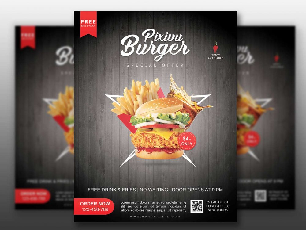 Fast Food Flyer Mockup Free