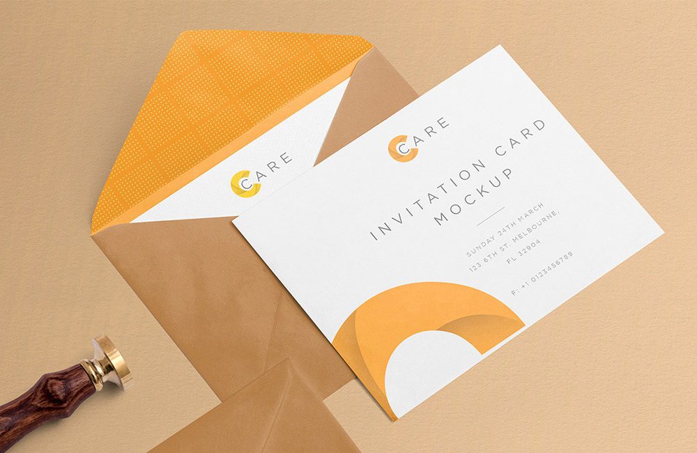 Download Free Invitation Mockup With Card And Envelope 2021 Daily Mockup