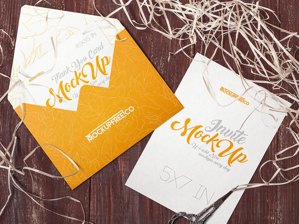 Free Invitation & Envelope Mockups