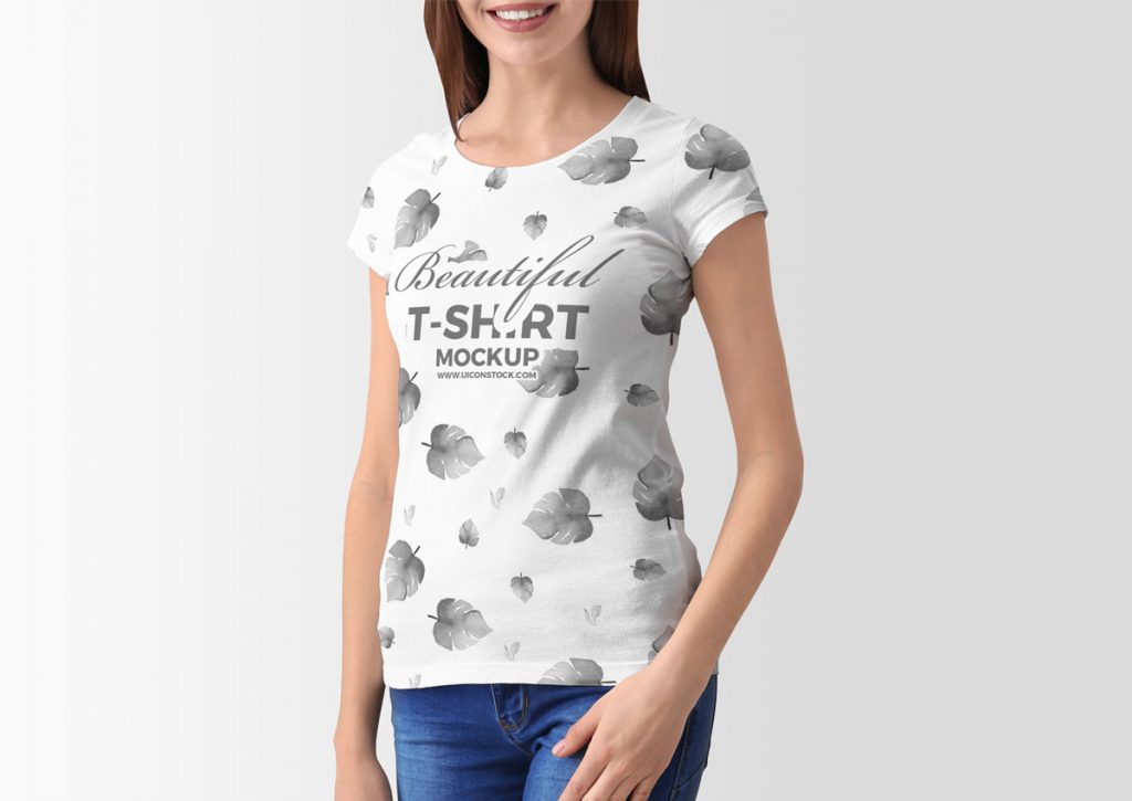 Woman T-Shirt Mockup Free