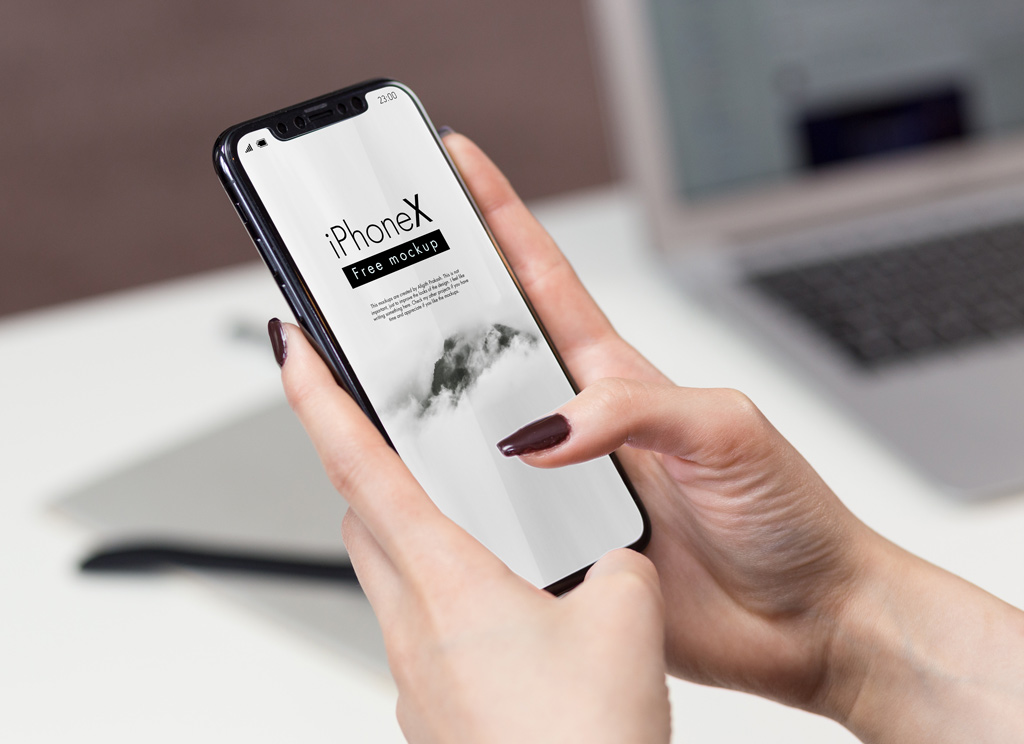 Download Women Holding iPhone X Mockup PSD Free 2020 - Daily Mockup PSD Mockup Templates