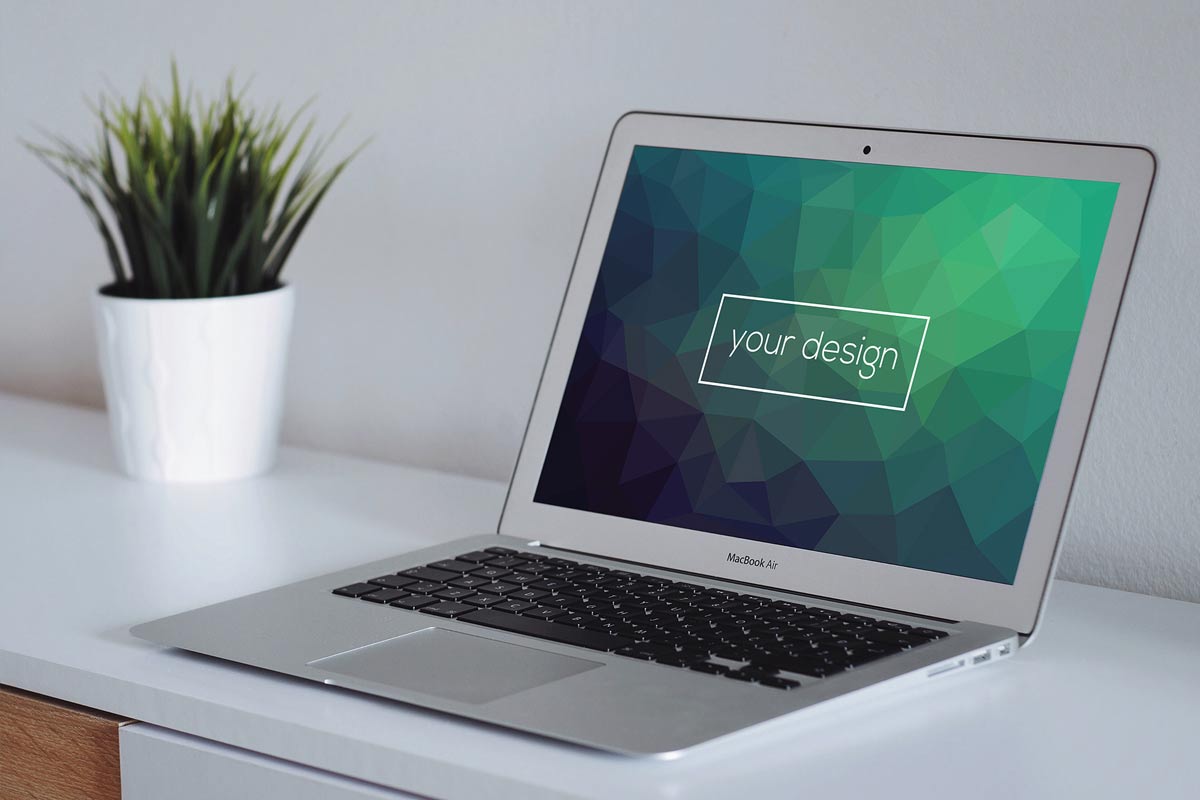 Download MacBook Mockup on Desk Free PSD 2021 - Daily Mockup