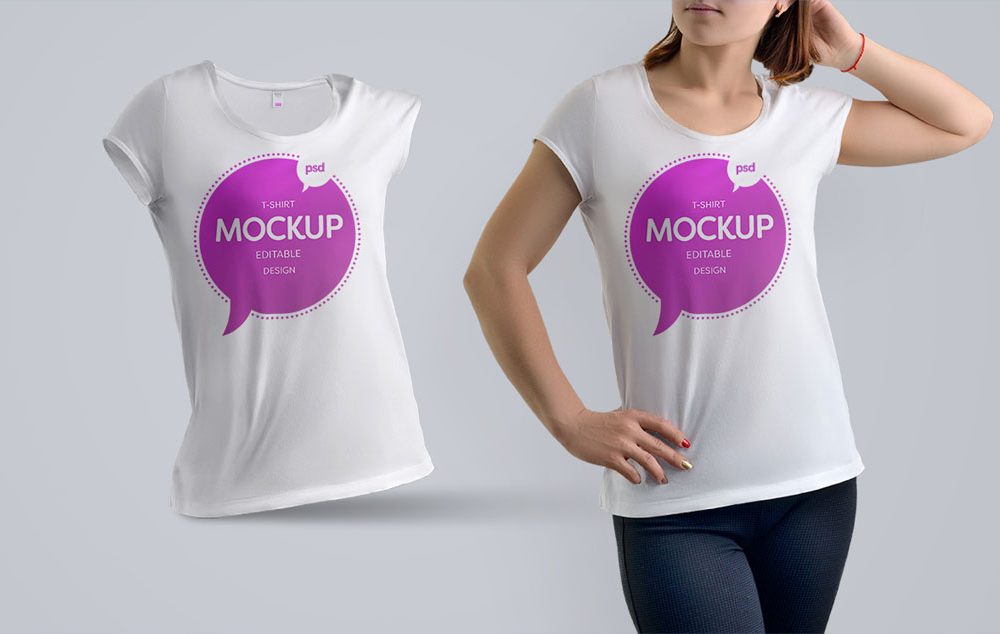 Women T-shirt Free PSD Mockup