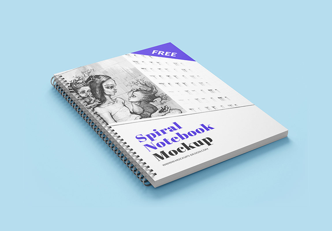 Download Free Spiral Notebook Mock-up PSD 2020 - Daily Mockup PSD Mockup Templates