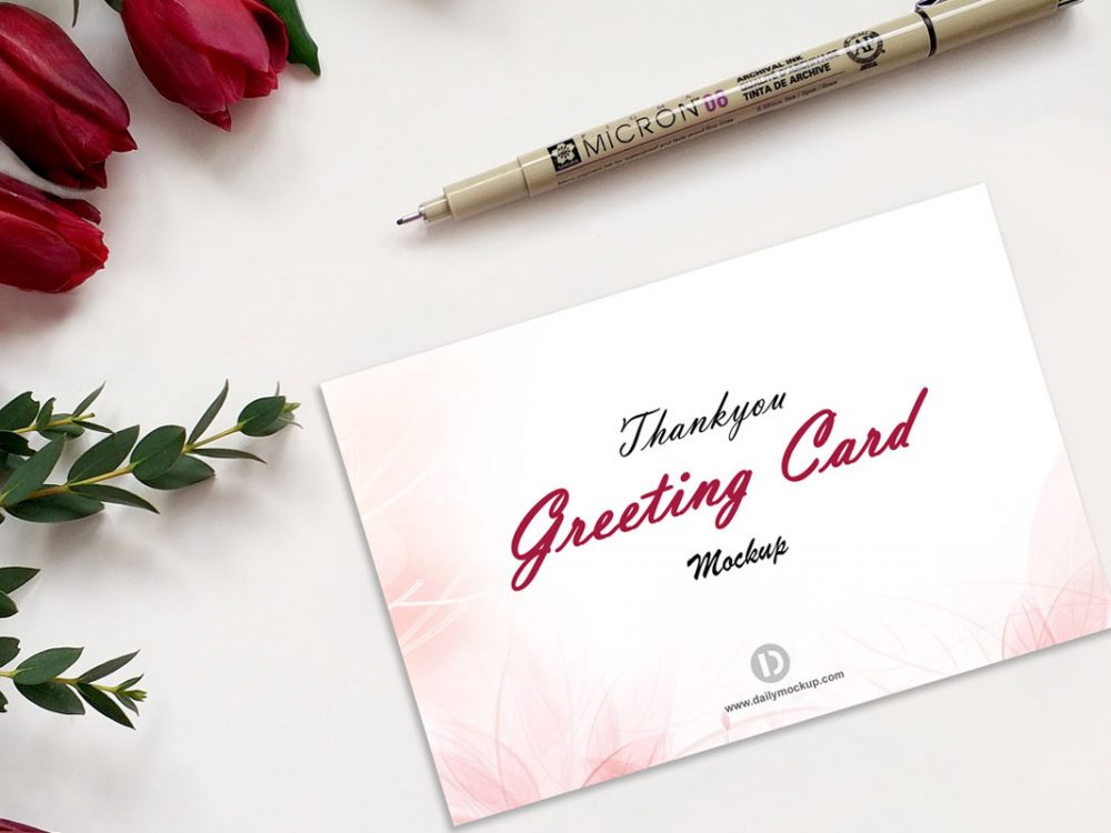 Free Thank you Greeting Card Mockup 2021 - Daily Mockup