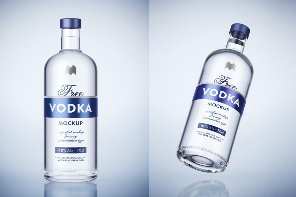 Free Vodka Glass Bottle Mockup