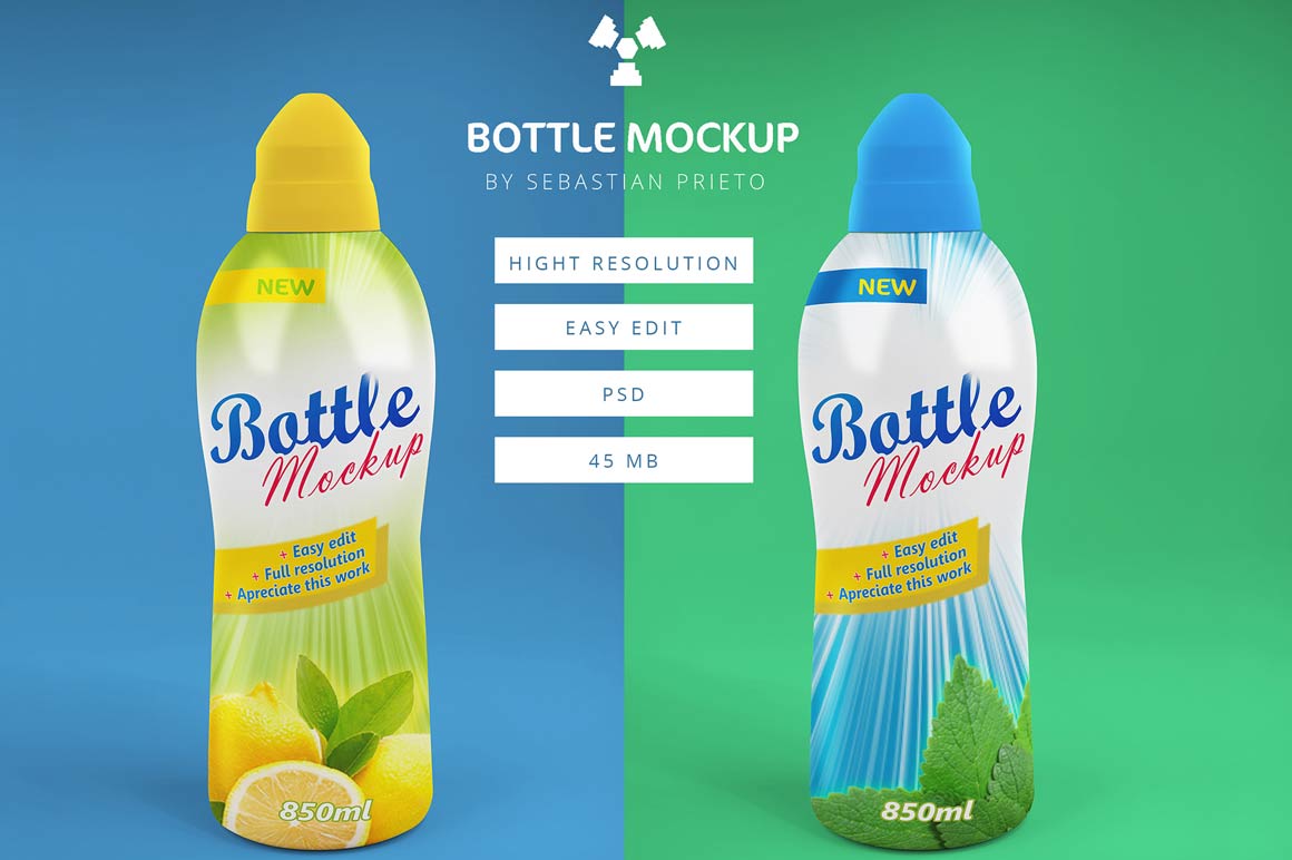 Green Smoothie Bottle Mockup - Free Download Images High Quality