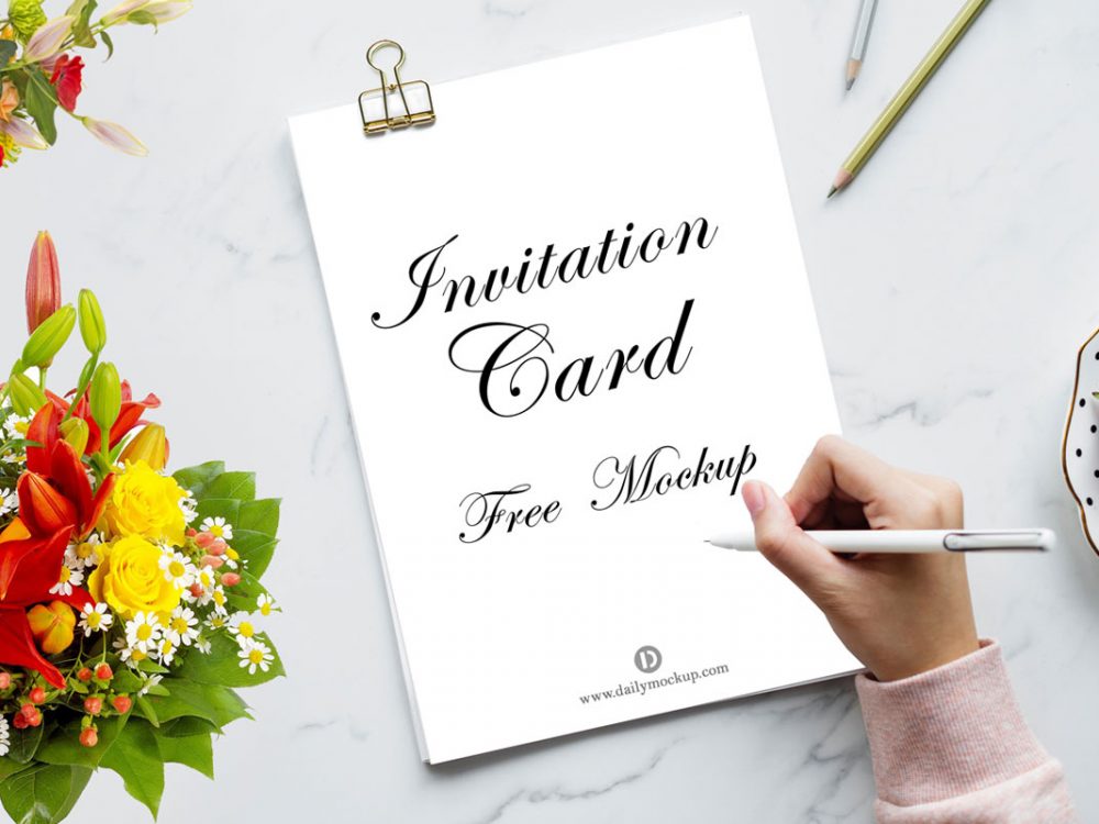 Download Free Invitation Card PSD mockup 2020 - Daily Mockup PSD Mockup Templates