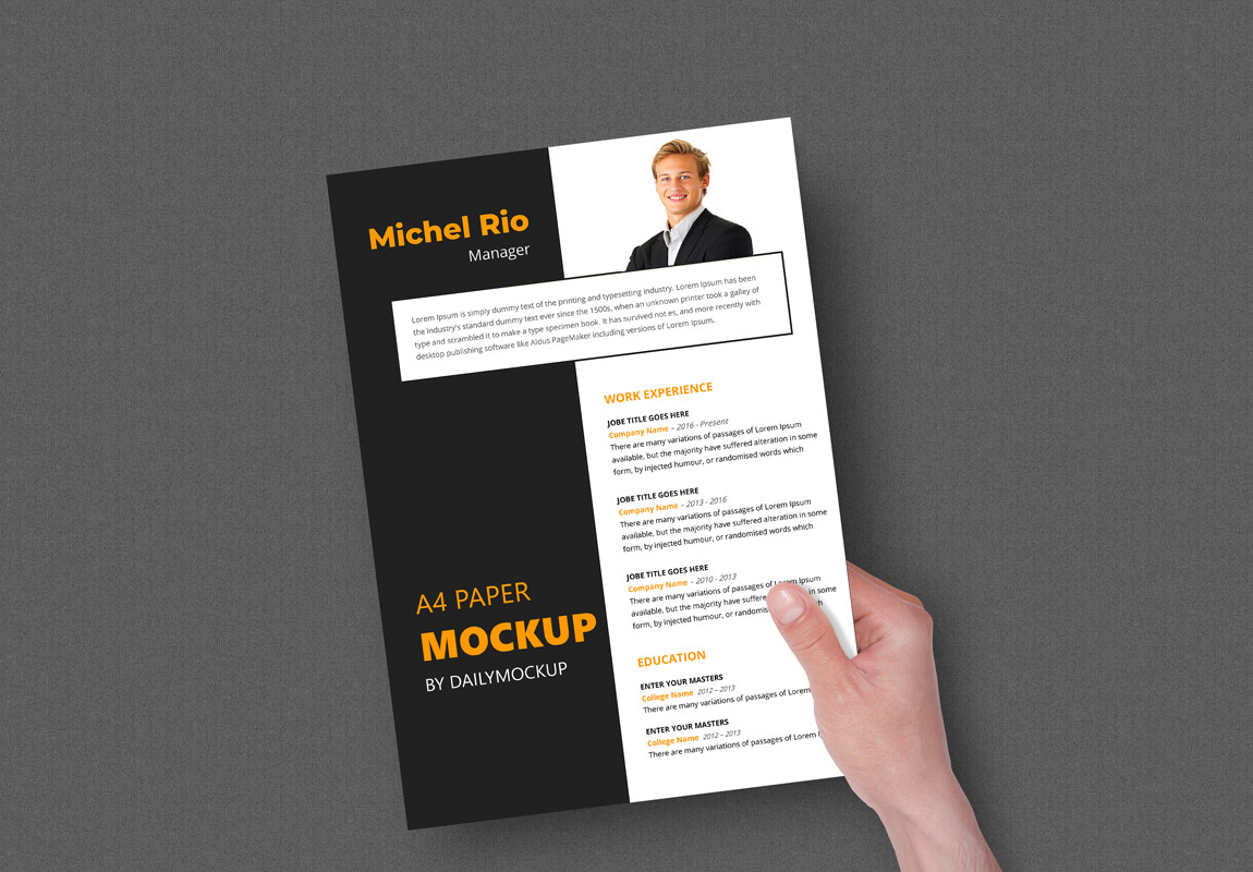 Download Hand Holding A4 Mockup Paper 2021 Daily Mockup
