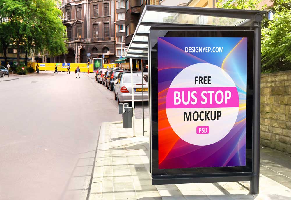 Download Free Bus Stop Billboard Mockup PSD 2021 - Daily Mockup