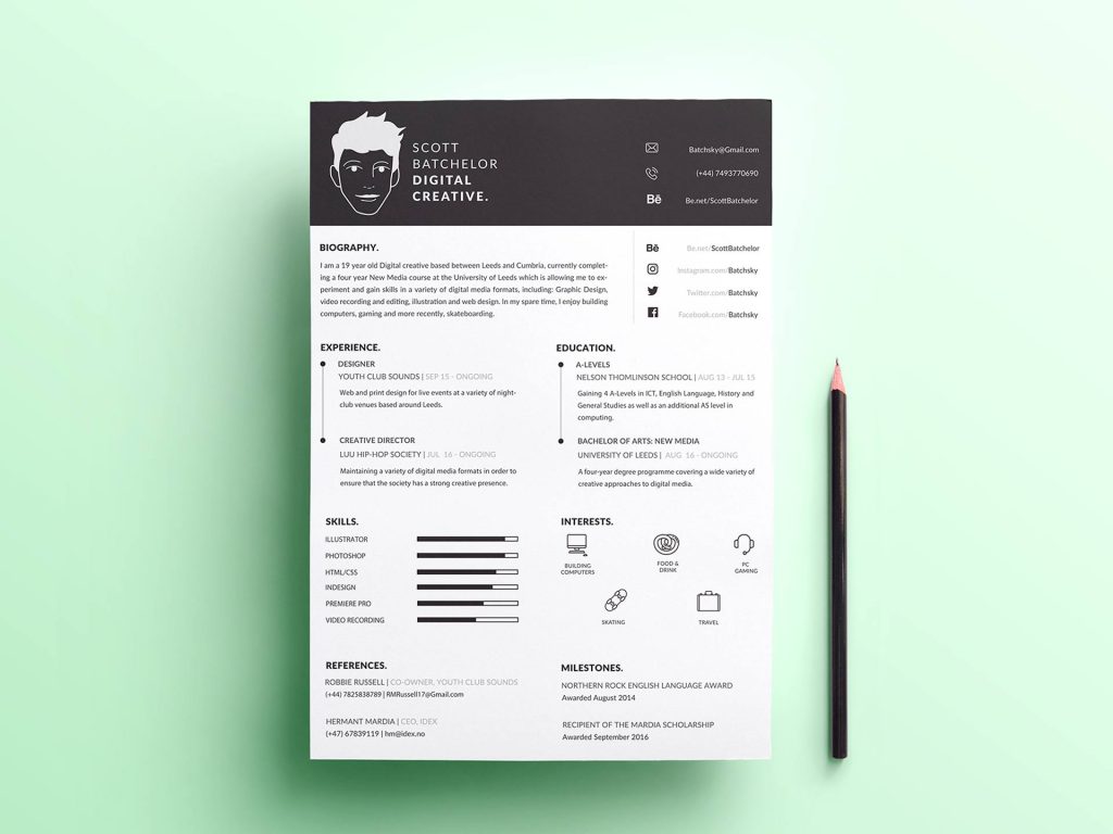 Download Free A4 Resume Template Download 2020 - Daily Mockup