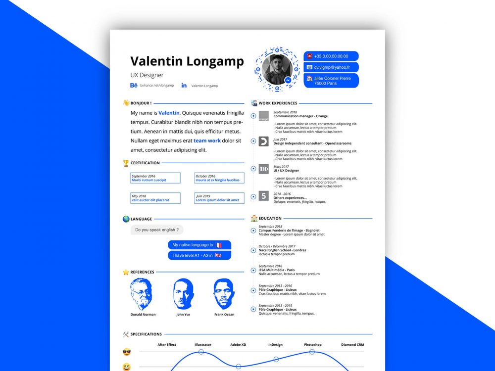 Two Columns Resume Template in InDesign 2023 Daily Mockup