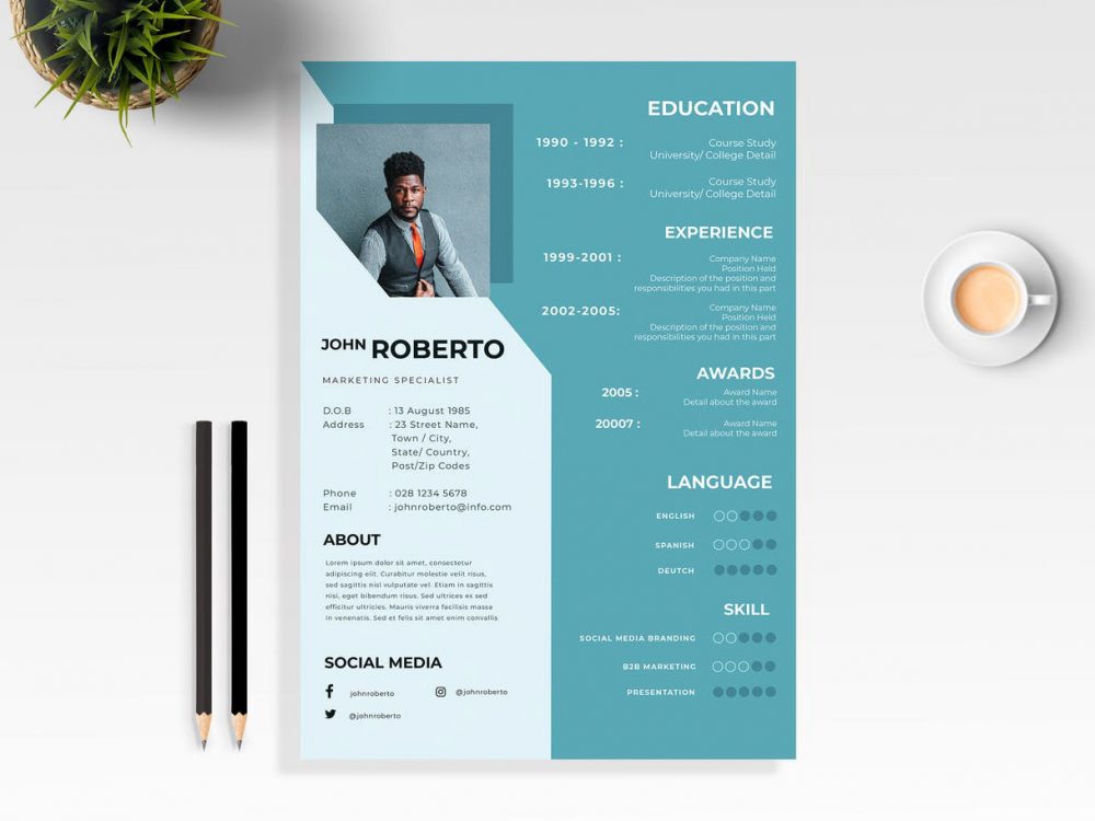 resume illustrator template download