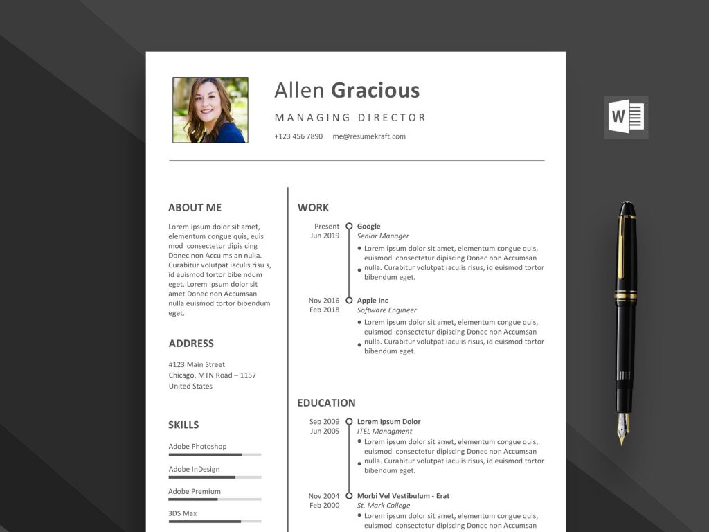 Resume With Picture Template Free from dailymockup.com