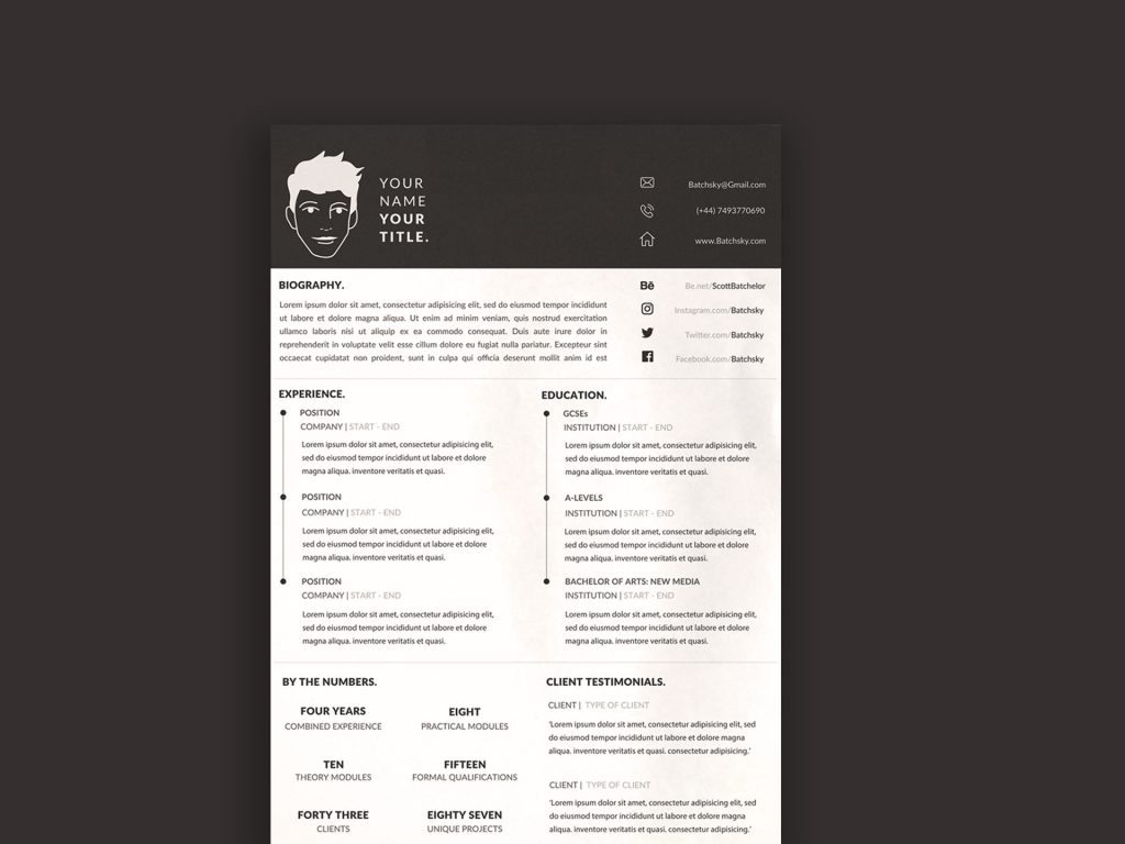 Download Free A4 CV Resume Template PSD 2020 - Daily Mockup