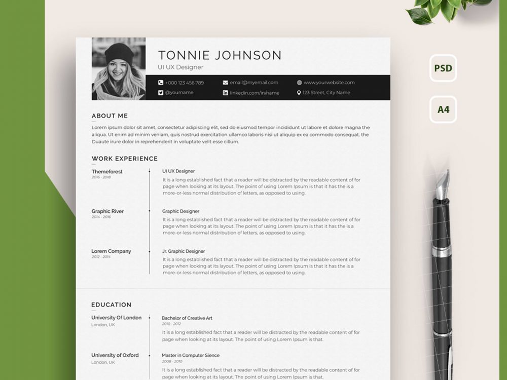 15 Top Psd Resume Templates Free 2021 Daily Mockup