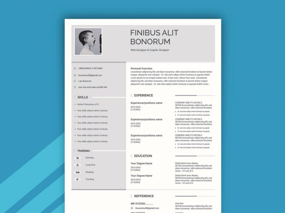 Two Column Simple Resume Template With Cover Letter 2020 Daily Mockup