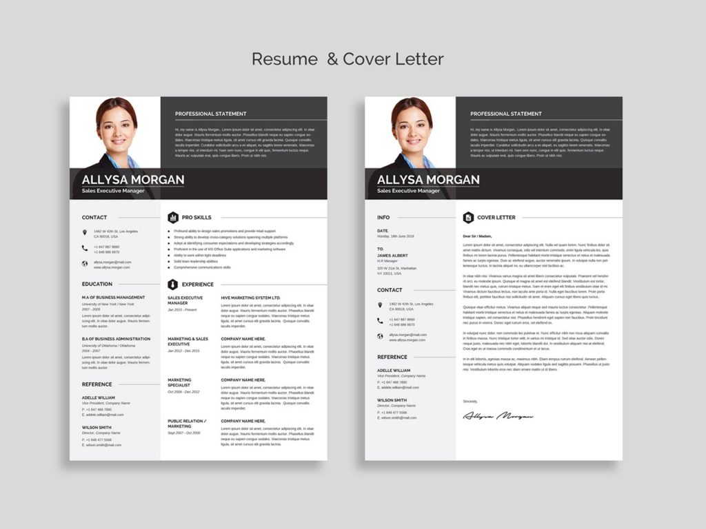 Free Word Resume Template with Cover Letter 2022 - Daily Mockup