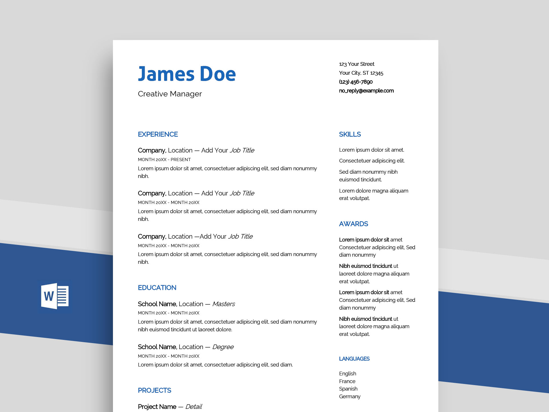 professional resume templates for word