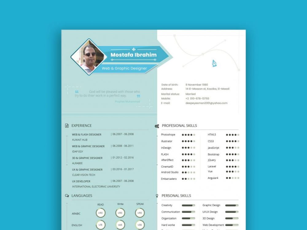 Download Free Resume Template PSD Download 2020 - Daily Mockup