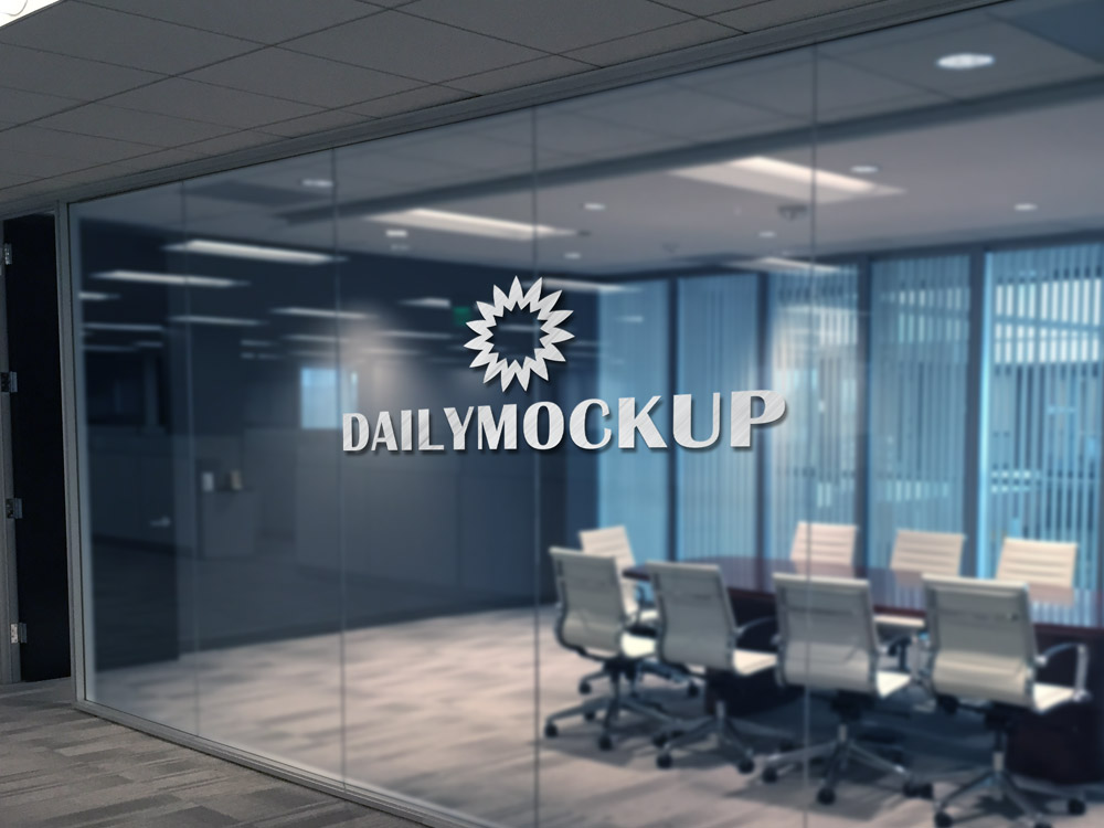 Logo Mockup on Office Glass 2023 - Daily Mockup