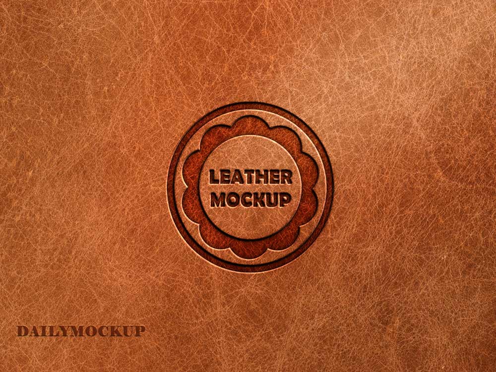 Pressed Leather Logo Mockup Free