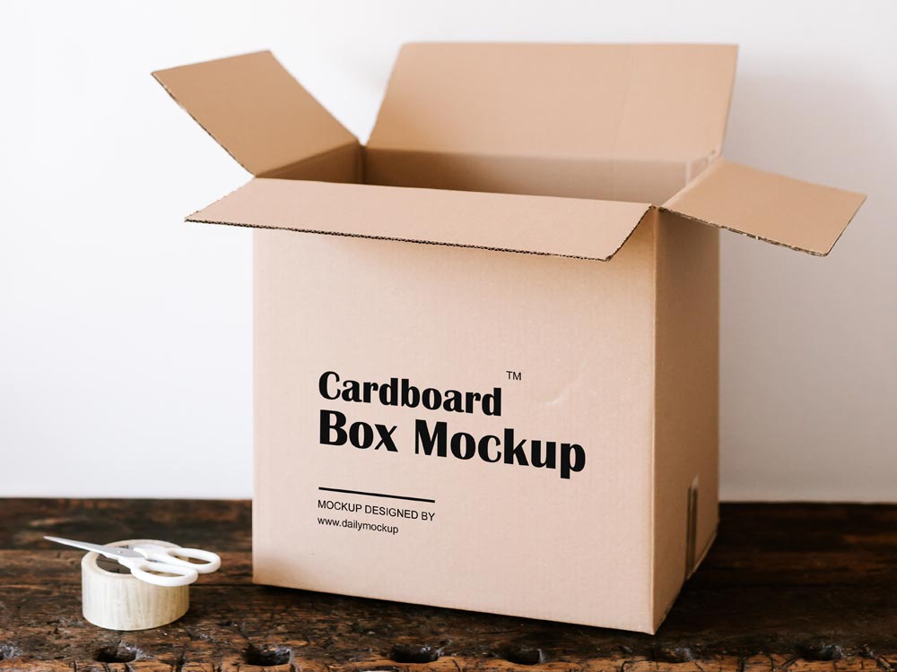 Download Free Cardboard Box Mockup 2021 - Daily Mockup